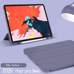 A sleek, grey Rover Folio iPad Case displayed with a vibrant artwork on the iPad, featuring a soft, silky texture.