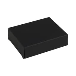 A black rectangular box with a flat lid, suitable for packaging various items.