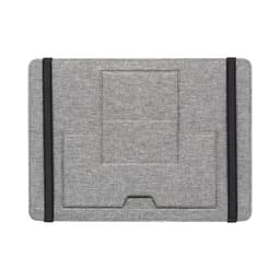 A grey Clipboard Pro Laptop Organiser with elastic straps, featuring compartments for documents and a textured finish.