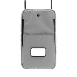 A grey eco essentials bag featuring a main compartment, additional pocket, and a strap for easy carrying.