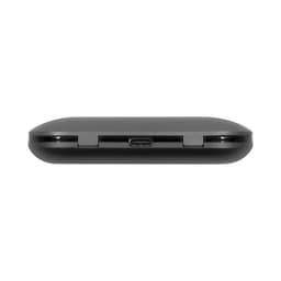 A black charging case for true wireless earbuds featuring a USB-C port. The case has a smooth, rounded design and a branding logo.
