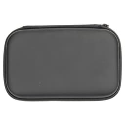 A black zippered case with a smooth surface, featuring a zipper closure and a sturdy design.