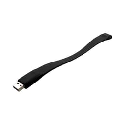 A black silicone wristband with a USB connector at one end. The band has a smooth, flexible design.