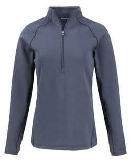 A dark grey half-zip jumper featuring long sleeves and a subtle logo. Ideal for casual or sporty wear.