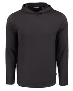 A men's hooded shirt in black with long sleeves and a casual design. Features a subtle logo.