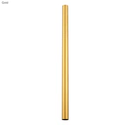 A gold stainless steel straw measuring 12mm x 215mm with a smooth finish and a branding logo.