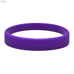 A purple silicone wristband with an embossed design and a simple, smooth appearance.