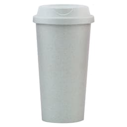 A drink bottle in light green with a smooth finish and a matching lid. Features a logo on the surface.