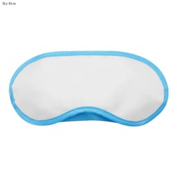 A sky blue sleep mask with a white centre and contrasting blue trim, featuring an unspecified logo.