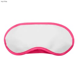 A hot pink sleep eye mask with a white centre and contrasting pink trim. Includes a logo.
