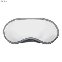 A light grey eye mask with dark grey trim, featuring a simple, smooth design and a logo.