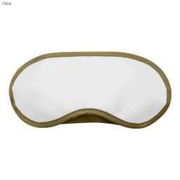 An olive green sleep eye mask with a white front, designed for blocking light and enhancing sleep.
