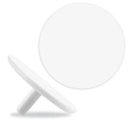 A white golf ball marker with a flat circular design and a small stem for easy placement.