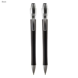 AURA Metal Italy Prestige Pen Gift Set featuring two black metal pens with silver accents and a logo.