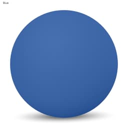 A blue high bounce ball with a smooth surface and a circular shape, featuring a logo.