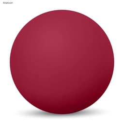 A maroon high bounce ball with a smooth surface and a round shape, featuring a logo.