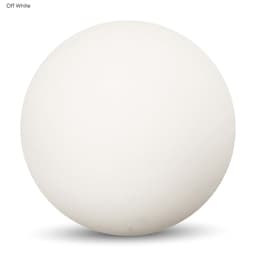An off-white high bounce ball featuring a smooth surface and a logo. Ideal for fun and games.