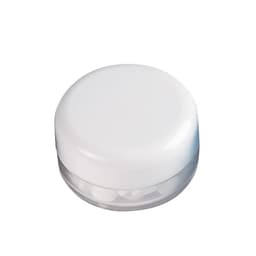 A screw-lid mint jar with a white top and clear body, containing sugar-free lollies.