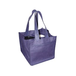A purple non-woven bag featuring four compartments, suitable for holding coffee cups, with sturdy handles and a simple design.