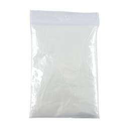 A transparent plastic bag filled with a white powder substance. The bag is resealable and appears empty.