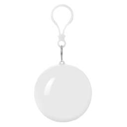 A white wind poncho with a clipped attachment, designed for outdoor leisure activities.