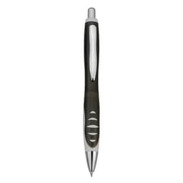 Aero plastic pen in black with chrome accents and textured grip. Features a logo on the body.