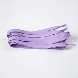 Purple double-layer shoe laces laid flat, featuring two distinct layers and rounded tips.