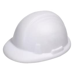 A white stress relief hard hat with textured details, designed as a fun stress shape for relaxation.