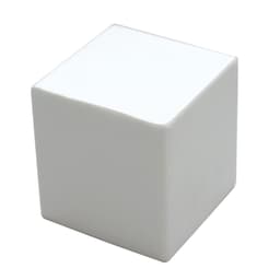 A white stress cube with smooth surfaces, designed for stress relief and relaxation.