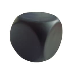 A black stress round cube with rounded edges, featuring a smooth surface and a subtle, minimalist design.