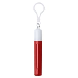 A retractable metal straw in red with a white cap and a clip for easy attachment.