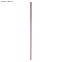 A straight stainless steel straw in rose gold, 6mm x 215mm, with a logo visible on the surface.