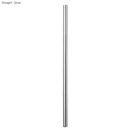 A stainless steel straw, silver in colour, measuring 8mm x 215mm, featuring a logo.