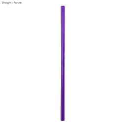 A straight, purple stainless steel straw measuring 8mm x 215mm, with a logo on the product.