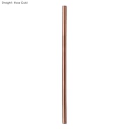 A stainless steel drinking straw in rose gold, straight design, featuring a branding logo.