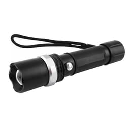 A black torch with a textured grip, featuring a silver accent and a wrist strap.