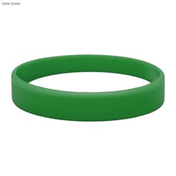 A dark green silicone wristband featuring a smooth, flexible design and a simple circular shape.