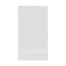 A clear, rectangular acrylic panel featuring a glossy surface and an unobtrusive branding logo at the top.