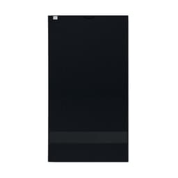 A black drink bottle with a sleek design and a logo. It features a smooth finish and a single colour throughout.