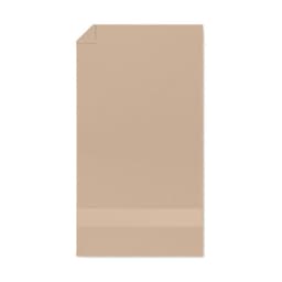 A beige promotional product featuring a smooth surface and a subtle band at the bottom. It has a logo.