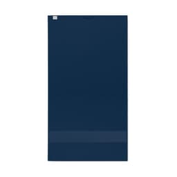 A drink bottle in a deep navy blue colour, featuring a sleek design and a logo on the side.