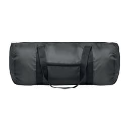 A black duffel bag with two black handles and a zip closure. It features a front pocket.