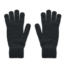 Black knitted gloves featuring a ribbed cuff. The gloves have a full-finger design and no visible branding.