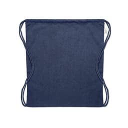 A drawstring bag in a dark navy colour, featuring two matching rope handles. The bag has a simple, minimalist design.