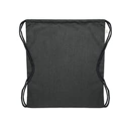 A drawstring bag in black with a simple design and reinforced strings on either side.