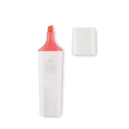 A drink bottle in white with a coral lid, featuring a removable cap and a logo on the side.