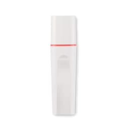 A drink bottle in white with a red accent, featuring a sleek design and a logo on the side.