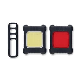 A light set featuring two rectangular lights, one yellow and one red, with a black holder.