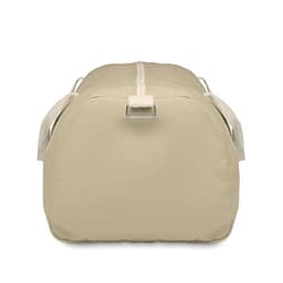 A duffel bag in a light beige colour with a zip closure and comfortable handles. Features a simple design with no visible branding.