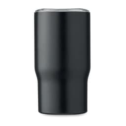 A drink bottle in matte black with a clear lid and a smooth, ergonomic design. Features a logo.